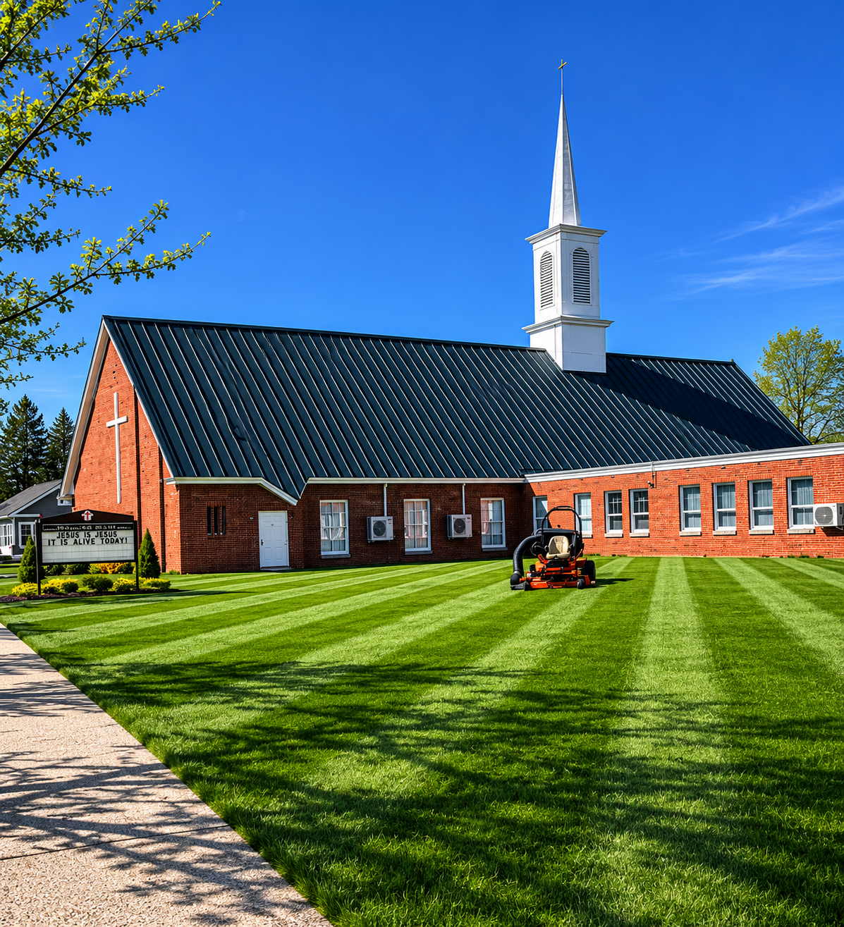 DSK Property Maintenance — professionally mowed lawn